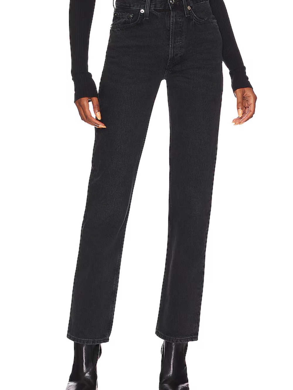 AGOLDE Women's Straight Leg Jeans in Black